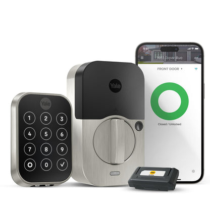 Yale Security Assure Lock 2 Deadbolt, Black Suede Keyed Smart Entry Door Lock with Wi-Fi Connected Keypad for Code Entry and Remote Access, YRD410-WF1-BSP