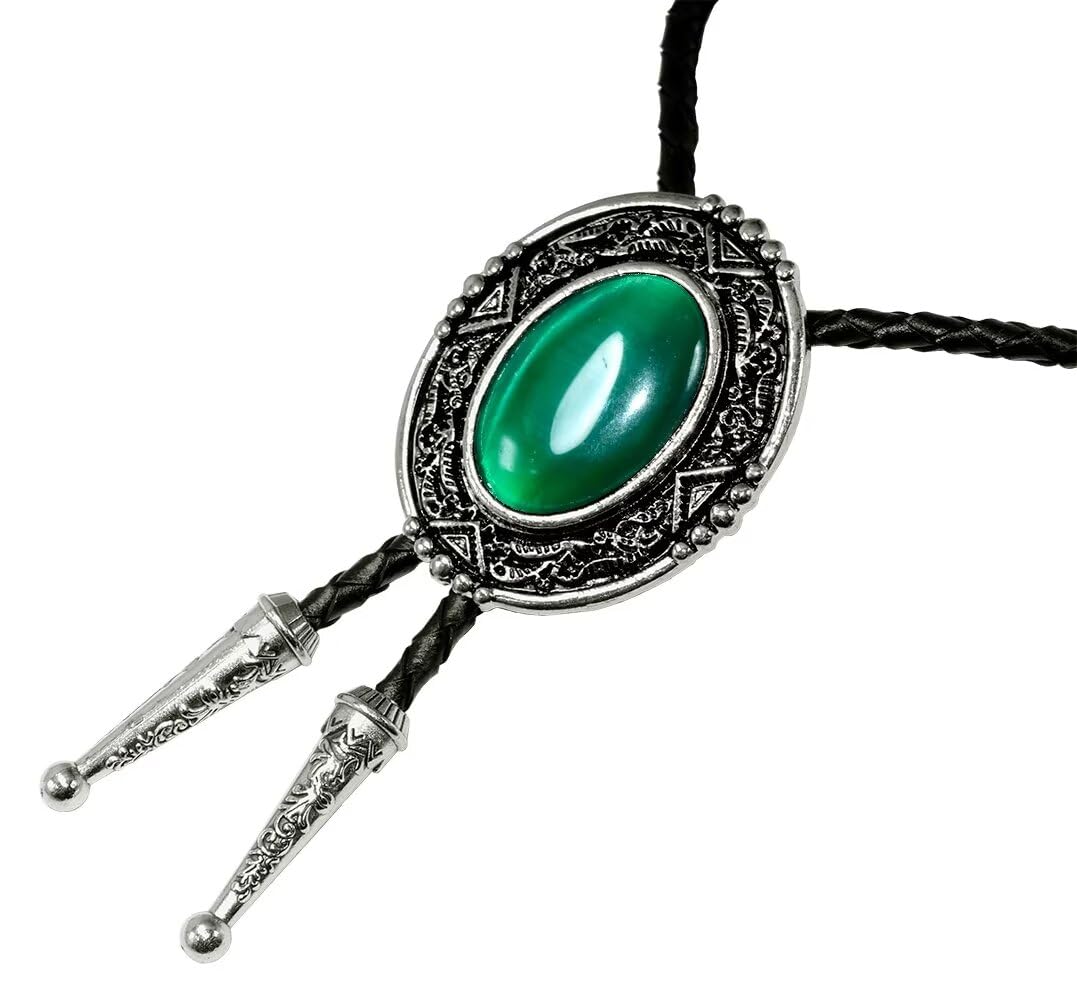 GURANSE Bolo tie With Natural Stone Flower Stripe Round Cowboy Western Style Necktie More Color