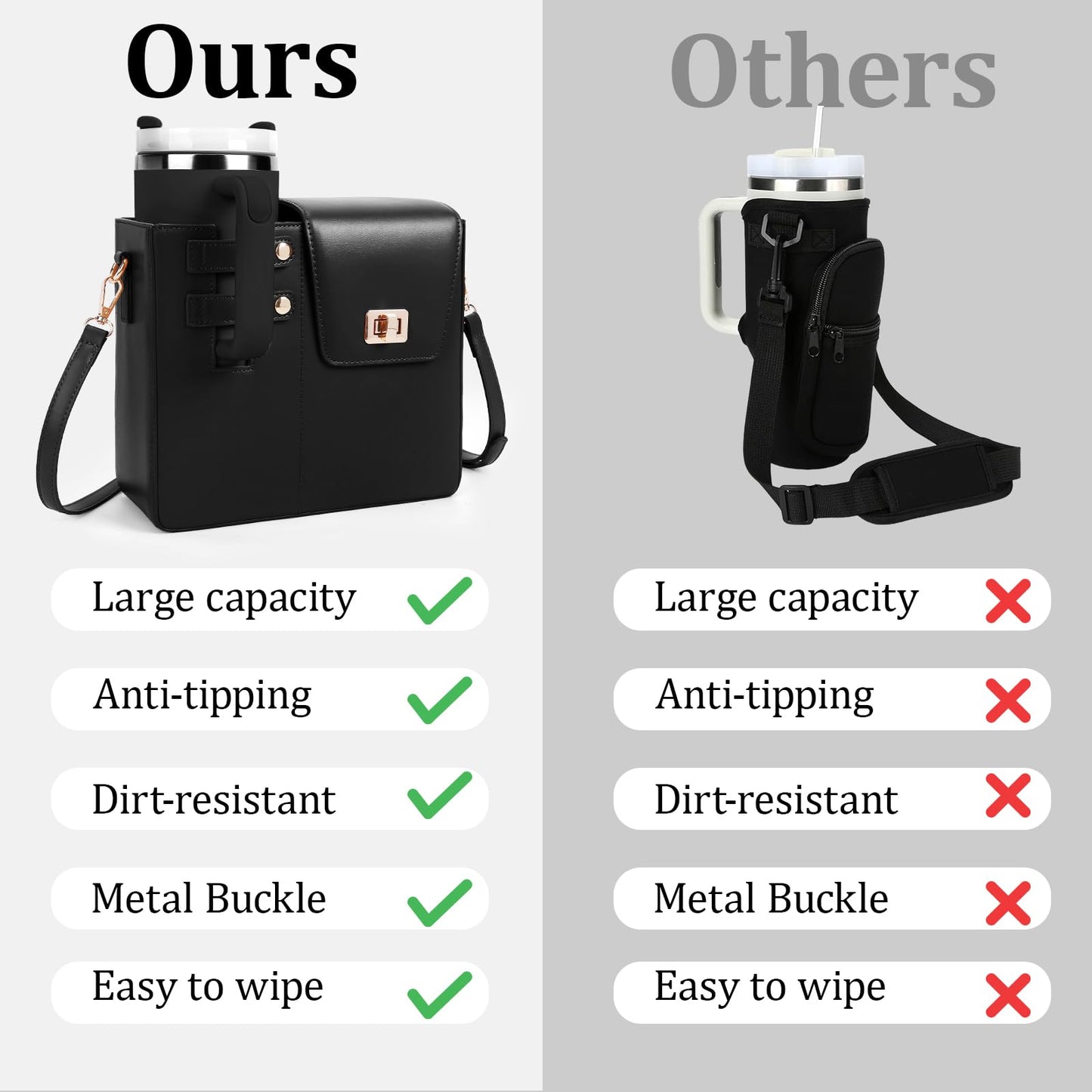 Stanley Purse Cup Holder Bag with Strap- Outdoor Portable Crossbody Water Bottle Storage Bag for Stanley Cup Tumbler 40 oz