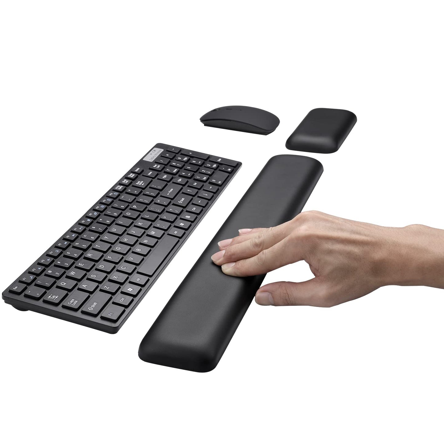 Aelfox Leather-Gel Ergonomic Keyboard and Mouse Wrist Rest Set, Support Pad Relieve Wrist Pain for Full Size Gaming Keyboard and Mouse, Laptop, Computer, Home, Office