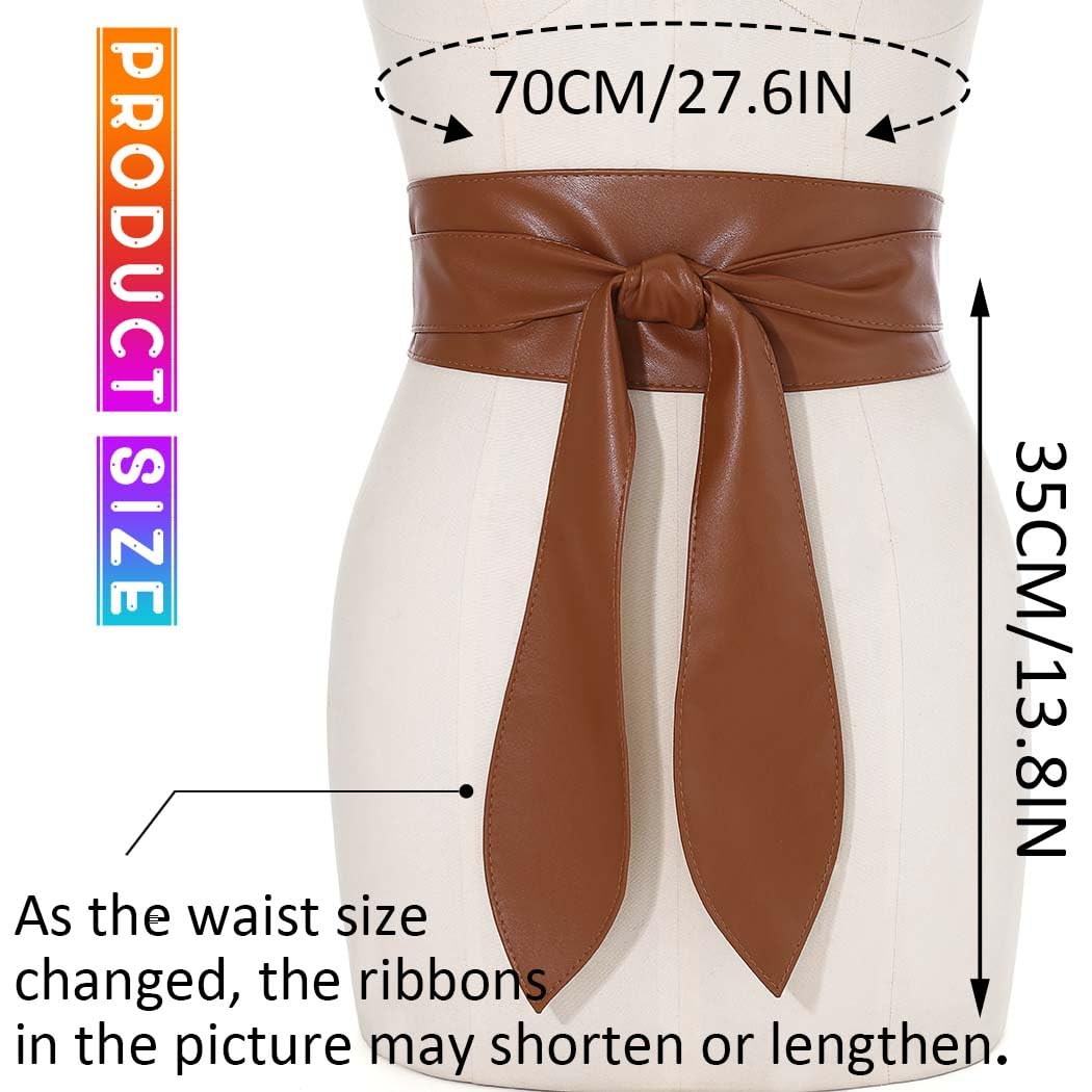 Beautriy Black Obi Belt Wide Leather Wrap Belts Fashion Corset Belt Accessories for Women (Brown)