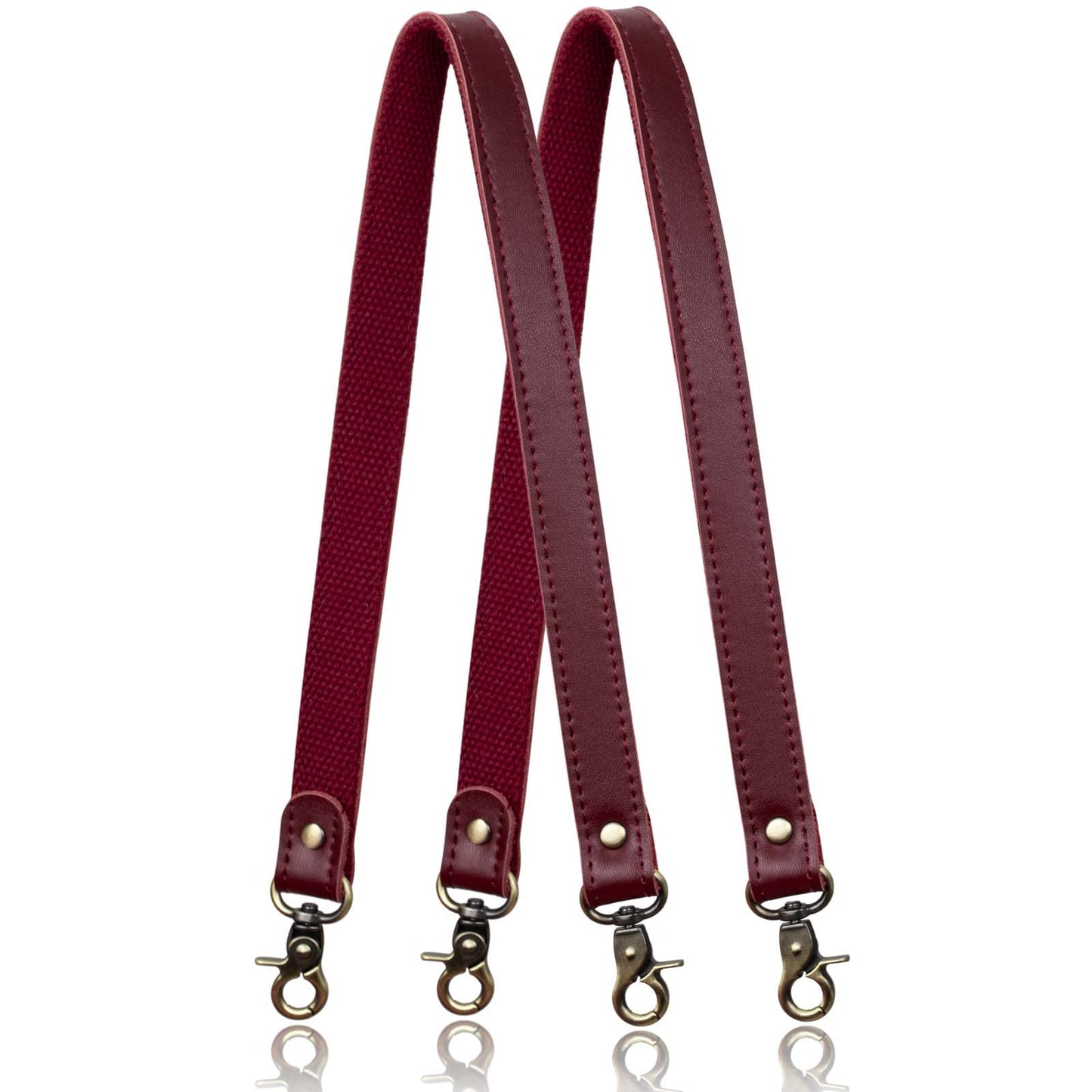 Allzedream Genuine Leather Purse Strap Sewing Canvas Replacement Handbag Shoulder Bag 2 Pcs (Wine Red)