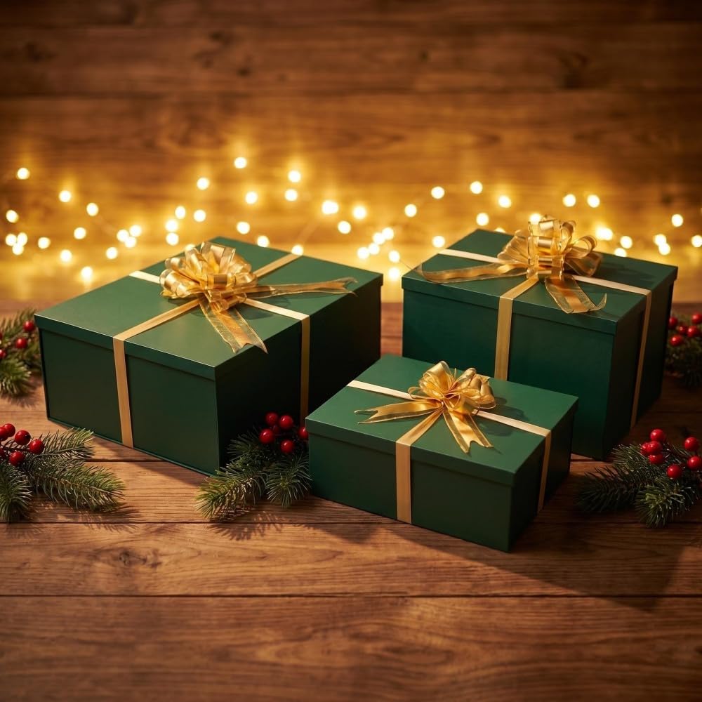 UoeRing Green Extra Large Gift Box 1Pcs 17x13x11 inch,luxury Gift Box with Lid for Birthday Christmas Valentine's Day Mother's Day (Includes Pull Bows,Card,Envelope,Filler)