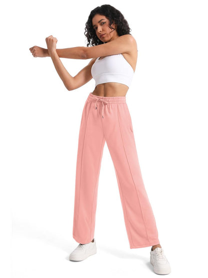 Tapata Petite Women's 28" Inseam Track Pants Elastic Waistband Y2K with Zipper Pockets Dance Studio Sweatpants, Pink, L