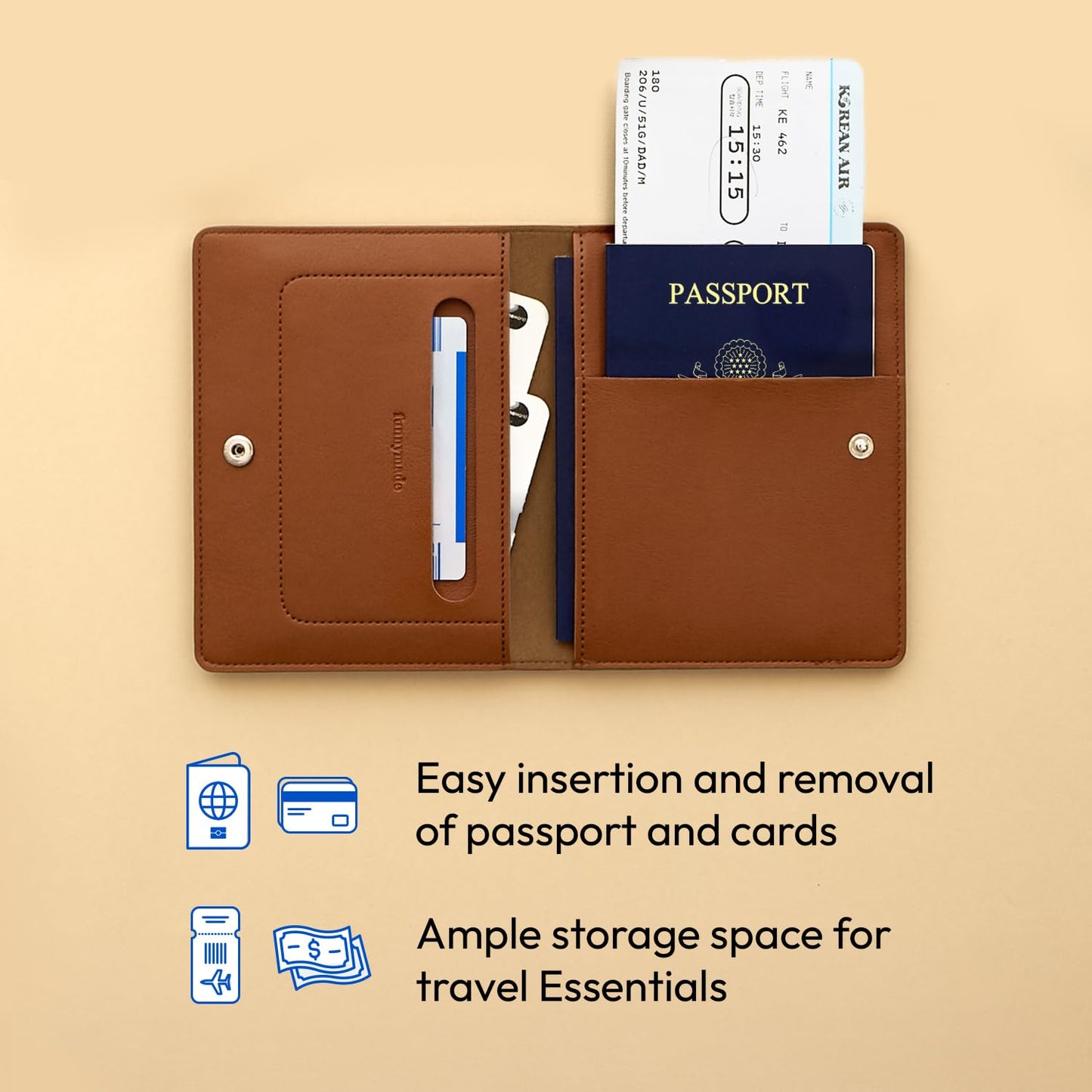 carrotez Family Travel Document Organizer – Premium RFID Blocking Leather Passport Holder & Wallet for 2 Passports, Cards, Boarding Passes & Travel Essentials – Brown
