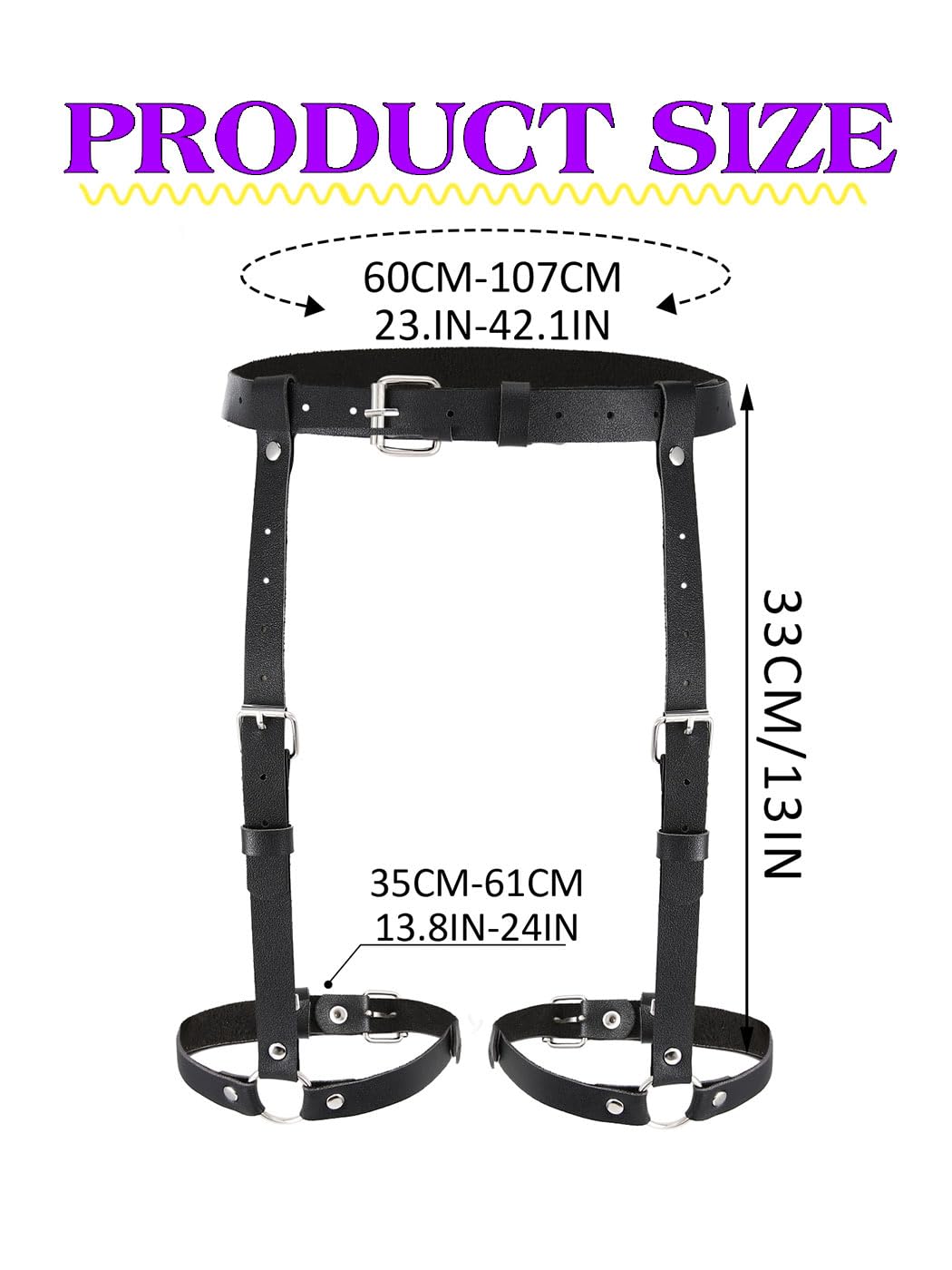 Yonamix Punk Leg Harness Belts for Women Black
