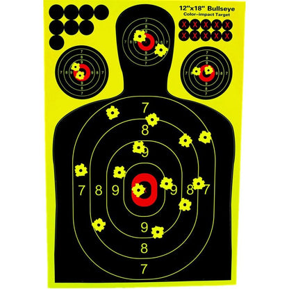 AimsoAces12x18 Inch Silhouette Splatter Targets - Multi-Color Reactive Paper for High-Visibility Shooting Practice (10)