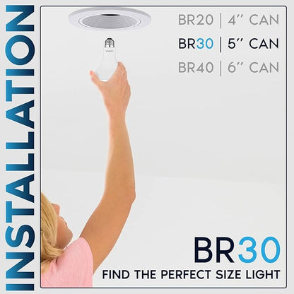 LUXRITE 4-Pack BR30 LED Bulb, 65W Equivalent, 2700K Warm White, Dimmable, 650 Lumens, LED Flood Light Bulbs, 8.5W, Energy Star, E26 Medium Base, Damp Rated, Indoor/Outdoor - Living Room and Kitchen