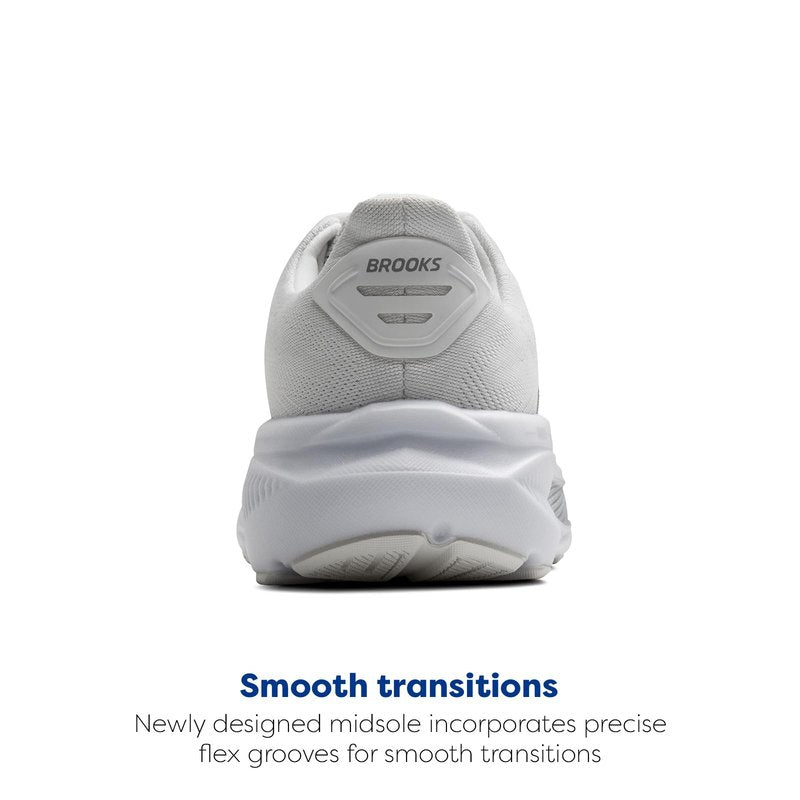 Brooks Women’s Ghost 17 Neutral Running Shoe - White/White/Grey - 12 Wide