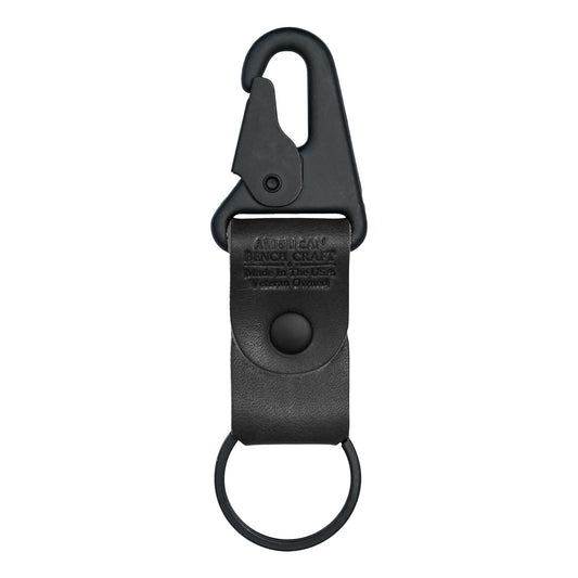 American Bench Craft Clip On Tactical Keychain | Full Grain Leather Key Chain for Men | Car Keychain Made in USA | Key Fob with HK Snap & Durable Riveted Construction for Everyday Use | Black