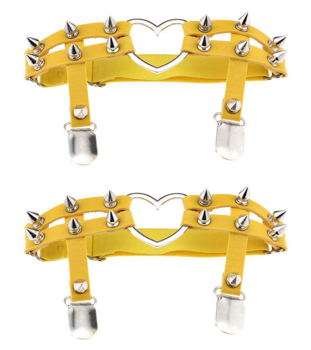 Women Sexy Leather Heart Garters Punk Rock Rivet Stud Leg Ring 2pcs