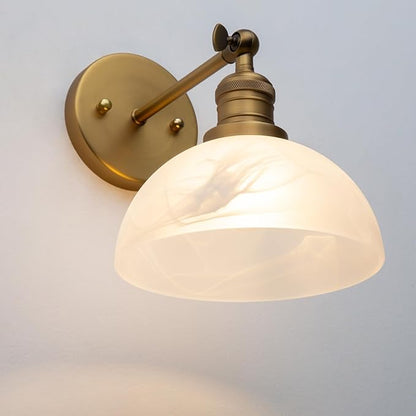 1-Light Vintage Wall Sconce Light with Milk White Glass Shade, Rustic Indoor Wall Mounted Lamp for Bedroom Vanity Bathroom Living Room Over Kitchen Sink
