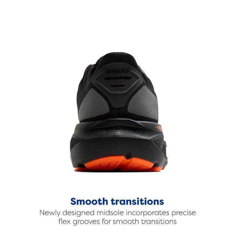 Brooks Men’s Ghost 17 Neutral Running Shoe - Black/Orange - 11 Medium