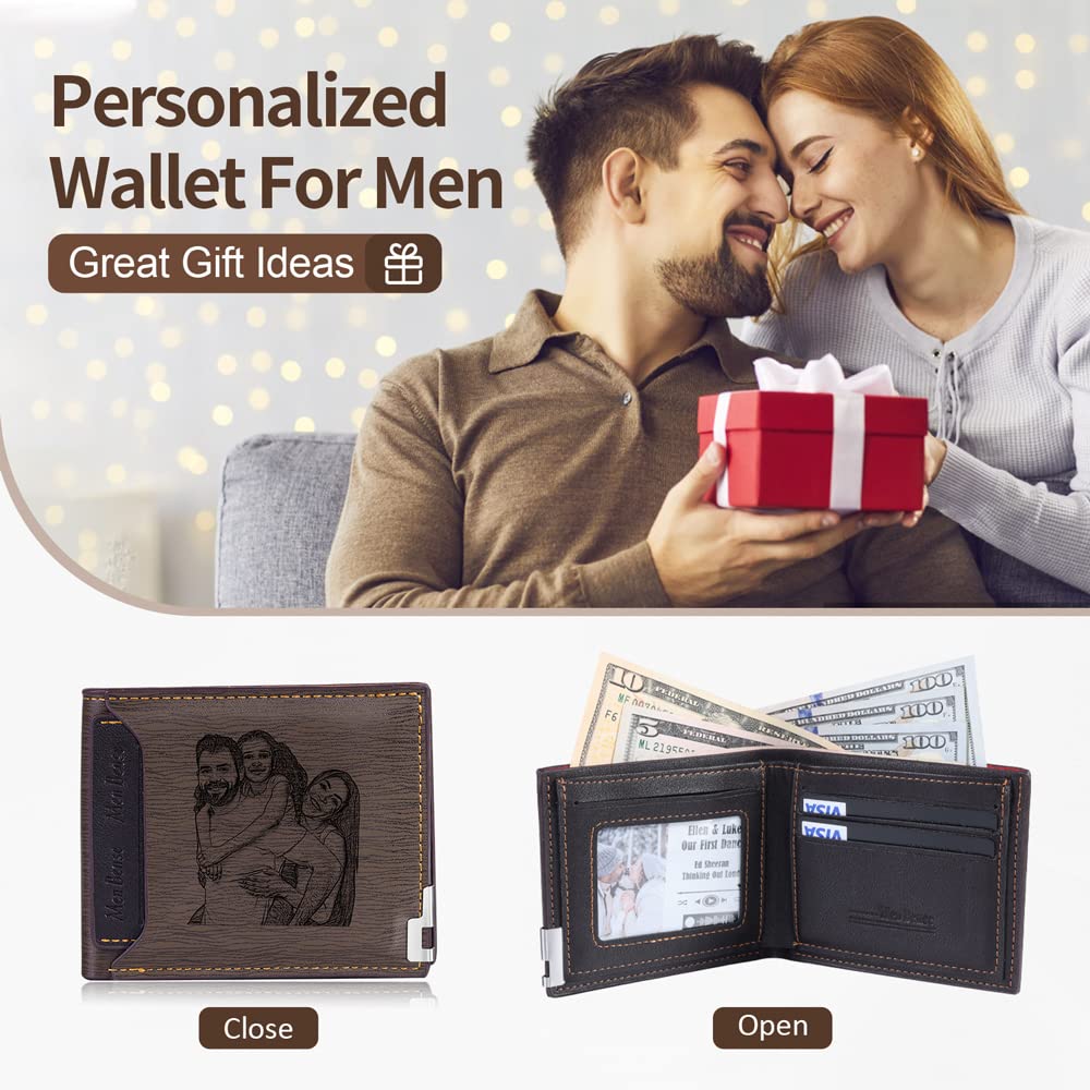 Bijouweled Personalized Mens Wallets - Custom Photo Wallets for Men - Fathers Day, Christmas, Birthday Gifts for Him