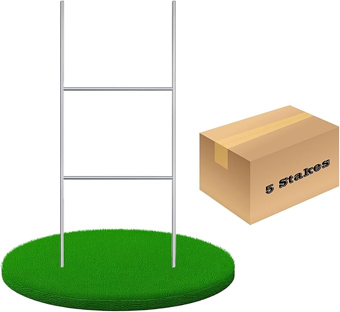 5 Pack Sign Stakes 16"x7", Metal H Frame Yard Sign Stakes for 4mm,5mm Corrugated Plastic Yard Signs