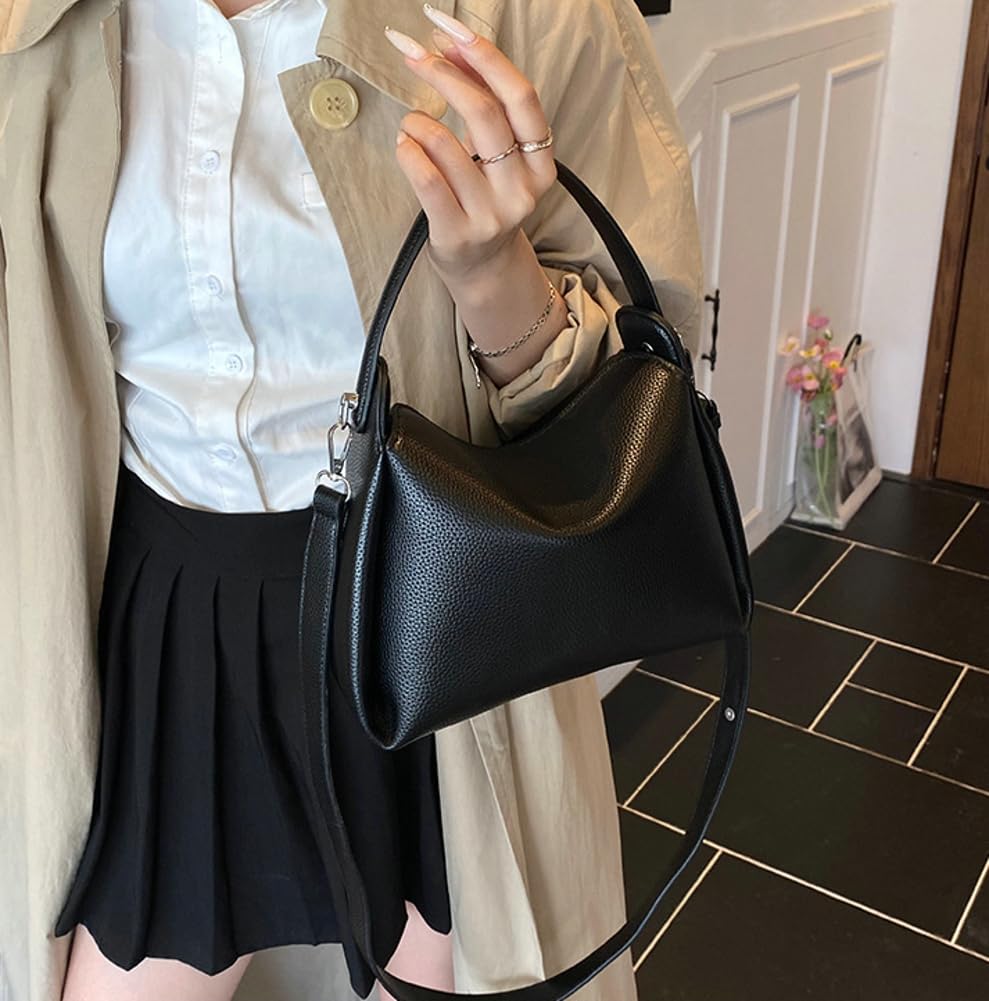 Women's Soft PU Leather Crossbody Bag Slouchy Top Handle Shoulder Bag with Detachable Strap Casual Hobo Purse