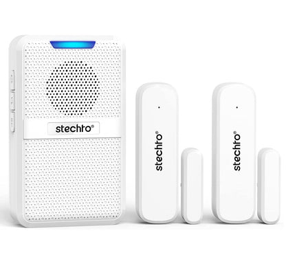 STECHRO Wireless Door Chime, 600Ft Range 5 Adjustable Volume 1 Magnetic Door open Contact Alarm with 62 Chimes Mute Mode Door Bell Plugin Receiver for Home/Office/Store (Black)