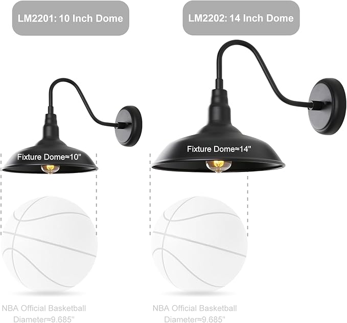 10in Black Gooseneck Barn Lights 4 Pack Farmhouse Barn Wall Mount Light Fixture Exterior Waterproof Industrial Porch Wall Sconce for Garage, Patio, Doorway, LM2201-4P