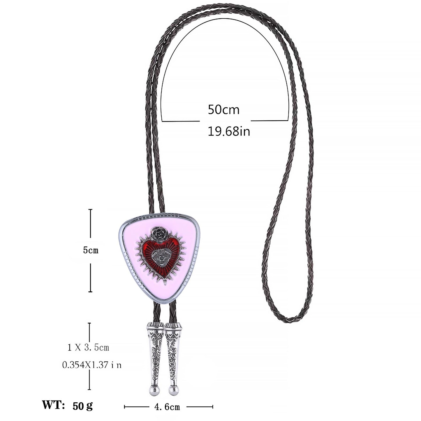 GelConnie Pink Bolo Tie for Women Native American Heart Goth Bolo Tie for Men Cowgirl Necklace Western Bolos Necktie
