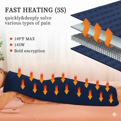 Large Heating Pad,TOPSOSO 20"x40" Extra Large Heating Pad for Back Pain Relief Electric Heating for Period Cramps Shoulders Pain Relief Moist/Dry Heat 10 Heat Setting Auto Shut Off Gift for Women Men