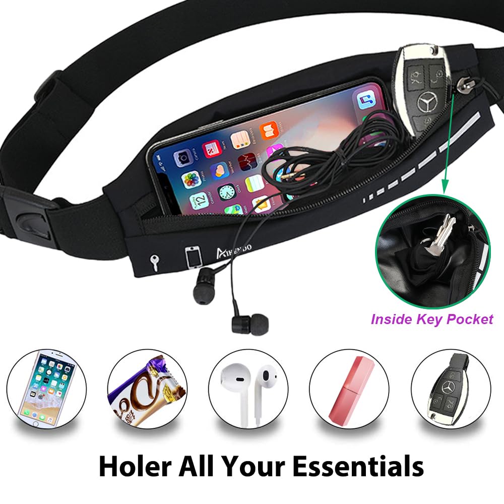 Slim Running Belt for Women Men,Runners Fanny Pack Phone Holder,Running Pouch Waist bag for Workout Jogging,Money Belt Running Gear Accessories