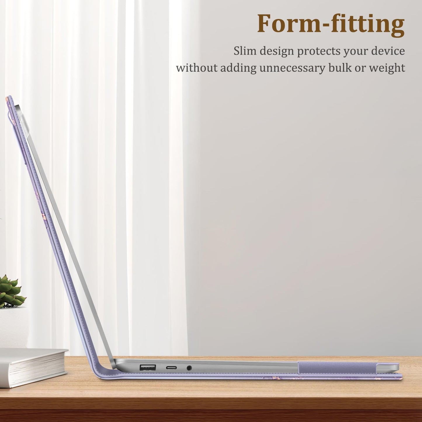 Fintie Sleeve Case for 13.8 Inch Microsoft Surface Laptop for Business 8, 13.8 Inch Surface Laptop 7, 13.5 Inch Surface Laptop 6/5/4/3/2 - Folio Book Cover with Large Pocket, Lilac Marble
