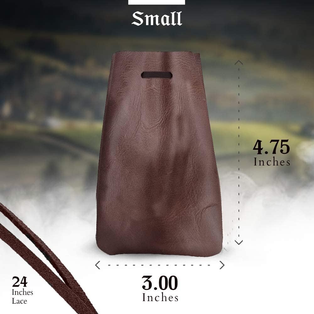 Nabob Leather Leather Drawstring Pouch, Coin Bag, Medicine Tobacco Pouch Medieval Reenactment Made in U.S.A Size 8.5" x 6"