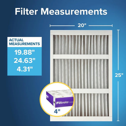 Filtrete 20x25x4(SlimFit), AC Furnace Air Filter, MPR 1550 DP, Healthy Living Ultra Allergen Deep Pleat, 4-Pack, Fits Lennox & Honeywell Devices (exact dimensions 19.5 x 24.5 x 3.75)