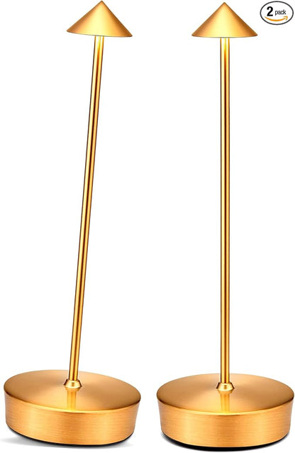 Cordless Led Table Desk Lamp 2 Pack, 7000mAh Battery Outdoor Table Light Waterproof for Restaurant Patio Camping Home Decor, USB-A Output, Brightness Memory, Dimmable