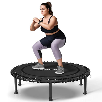 BCAN 450/550LBS Rebounder Trampoline for Adults, 40"/48" Foldable Mini Trampoline with Durable Bungees, Quiet & Stable Exercise Rebounder Trampoline for Indoor/Garden Workout- 40IN-Black