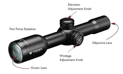 Vortex Optics CF2-31001 Crossfire II Second Focal Plane, 1-inch Tube Riflescope - V-Plex Reticle, Black, 2-7" x 32"