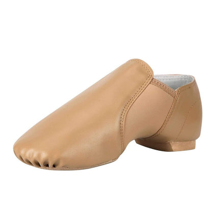 Linodes Unisex 006 PU Leather Upper Slip-on Jazz Shoe for Women and Men's Dance Shoes-Brown 4.5M