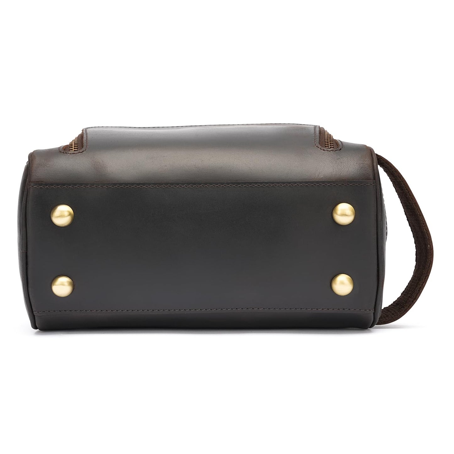 Polare Vintage Full Grain Leather Handmade Travel Toiletry Bag for Men - Dopp Kit - Shaving Kit with YKK Metal Zippers A-Dark Brown