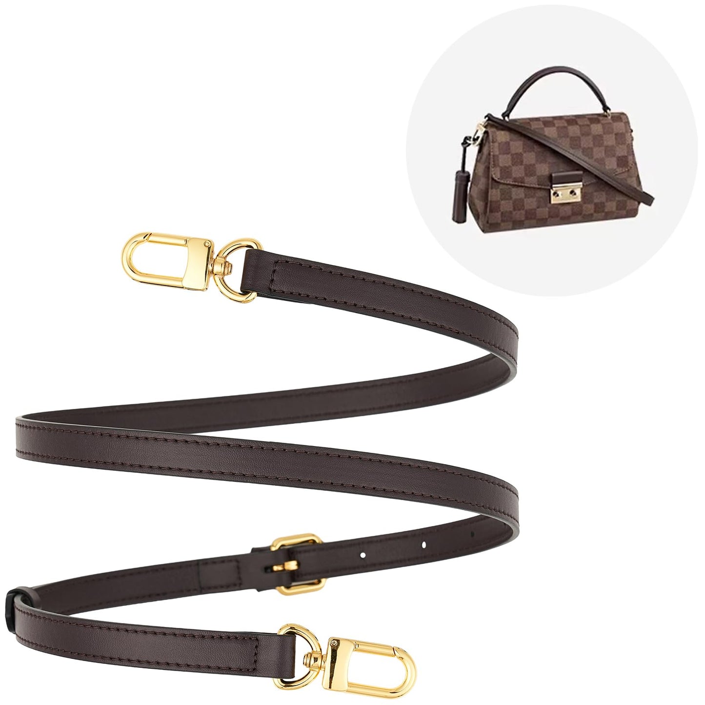 YAZHIMI Vachetta Leather Adjustable Crossbody Strap women crossbody leather purse strap (Coffee-width:0.59 inches(1.5cm))