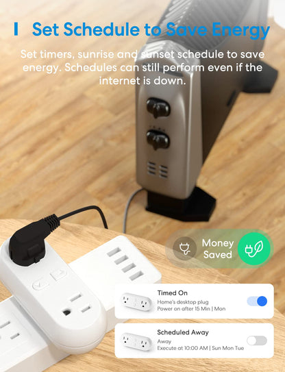 Meross WiFi Dual Smart Plug 15A Smart Outlet Supports Apple HomeKit, Siri, Alexa, Echo and SmartThings, 2 in1, Voice & Remote Control, Timer, No Hub Required, 2.4G, 2 Pack