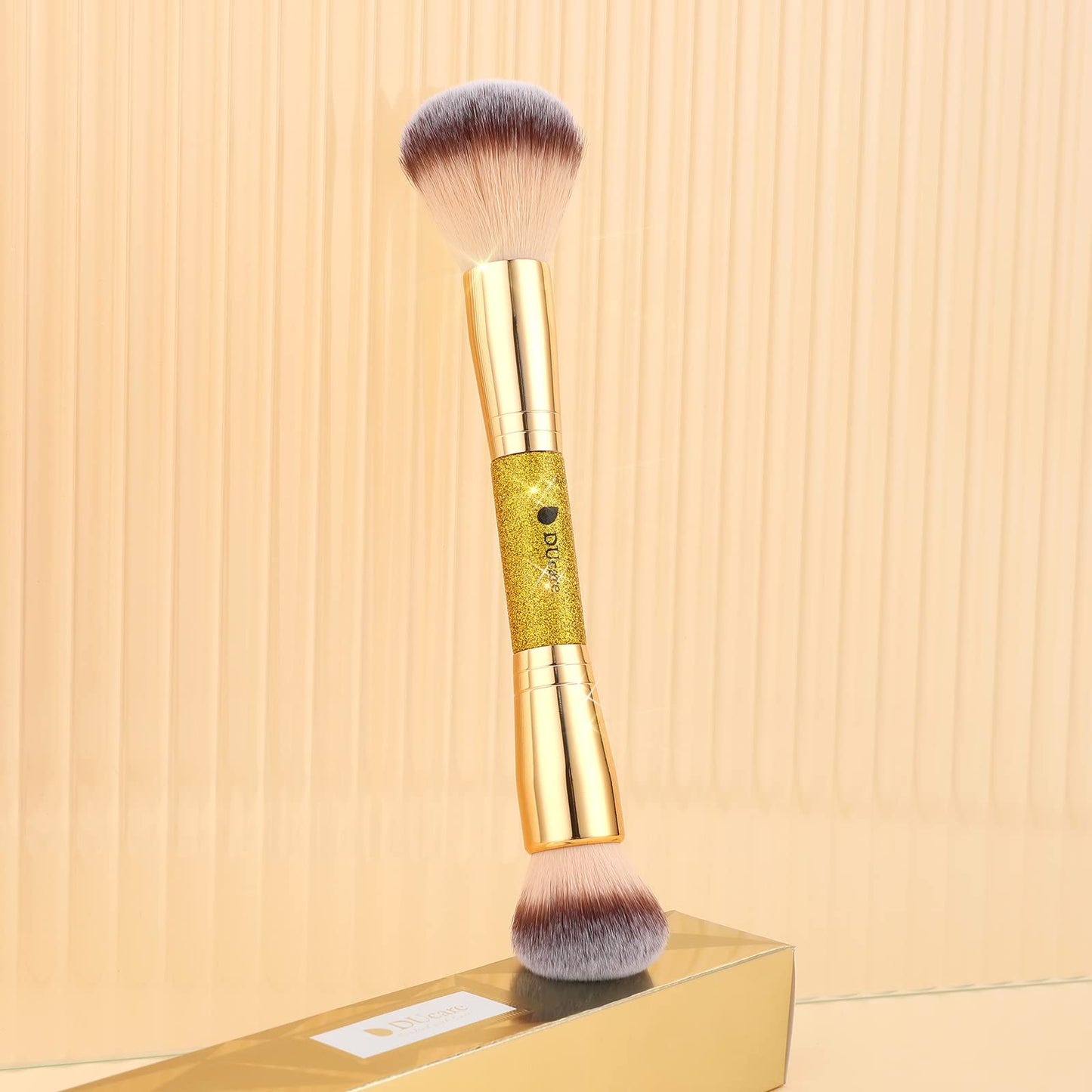 DUcare Foundation Brush Contour Bronzer Makeup Brush Double Ended Self Tanner Brush Sculpting Brush for Blending Liquid Powder Concealer Cream Cosmetics Blush Buffe