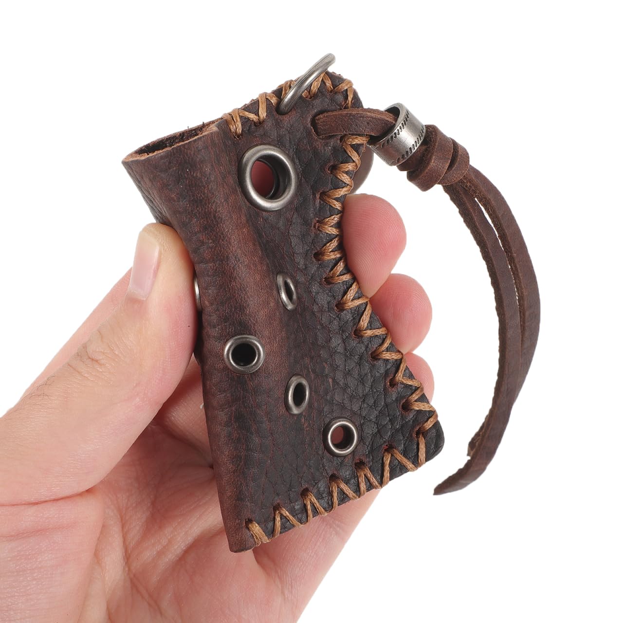 Homoyoyo Leather Lighter Case with Buckle Keychain Holder, Holder Keychain for Dark Brown Portable Smoke Lighter Sleeve for Men Outdoor Use