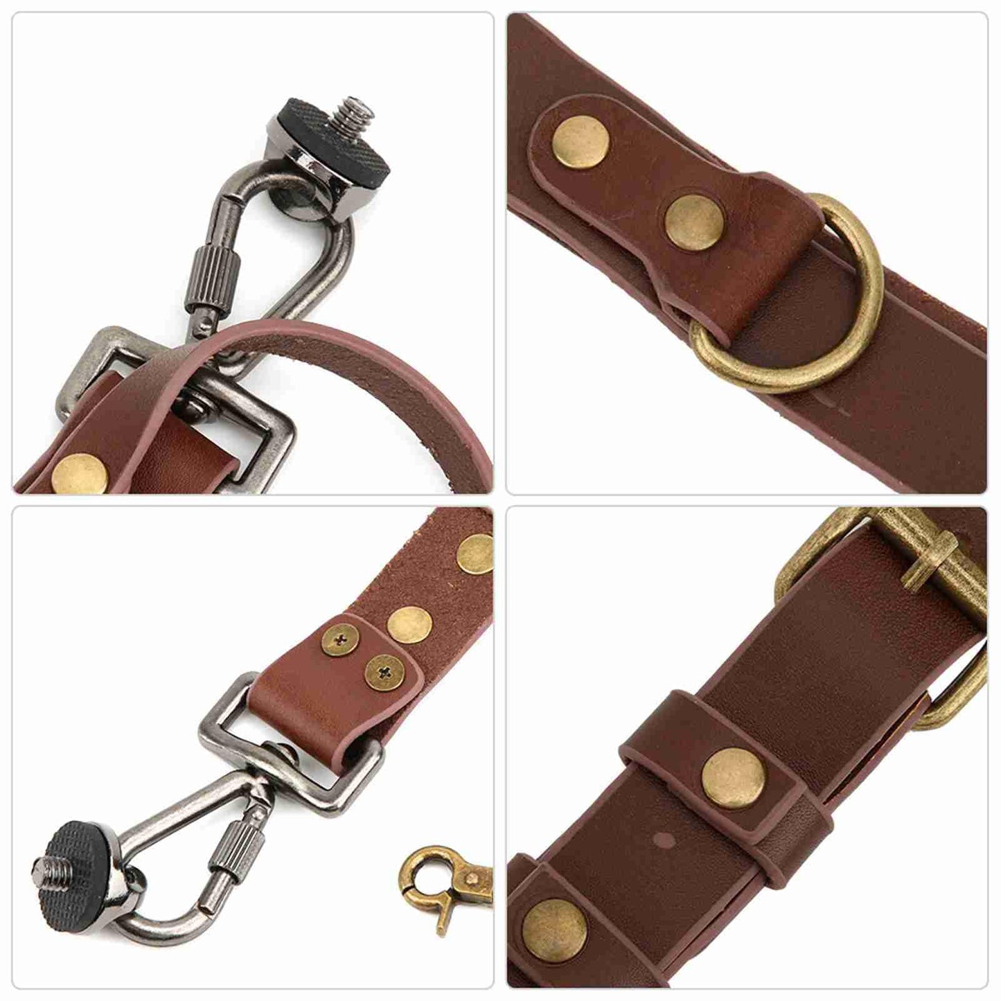 MEKOTRIN Dual Camera Harness & Leather Shoulder Strap Comfortable Carry for Two Cameras, Ideal for Hiking, Weddings and Travel, Adjustable 1/4" Standard Screw Compatibility (Shoulder Width: 13"-20")