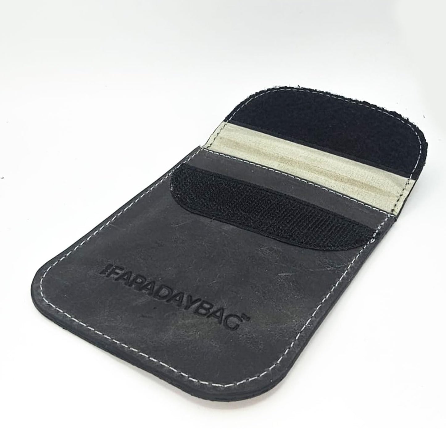 Real Leather Faraday Pouch for Key Fob Signal Blocker Protector - Faraday bags for car keys - RFID Blocking Sleeves (Grey)