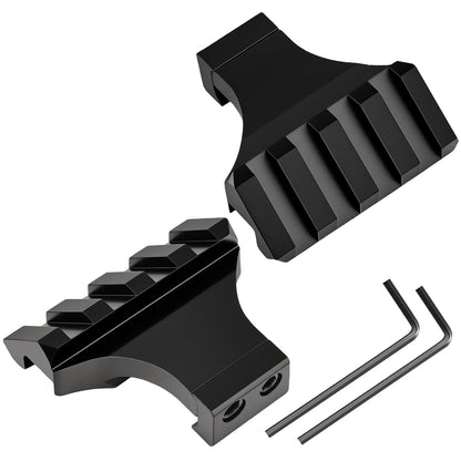 PUKESI Picatinny Offset Rail Mounts, 45 Degree 4 Slots Offset Picatinny Rails 45° Angle Mount Aluminum Low Profile for Flashlight Laser Sight Optics (4 Slot - 2 Pack)