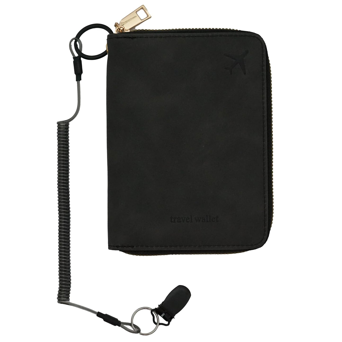 Passport Holder with Tether and Clip to Prevent Loss and Theft, Rfid Passport Holder for Travel, Passport Wallet, Passport Cover for Men and Women (Black - Tether and Clip)