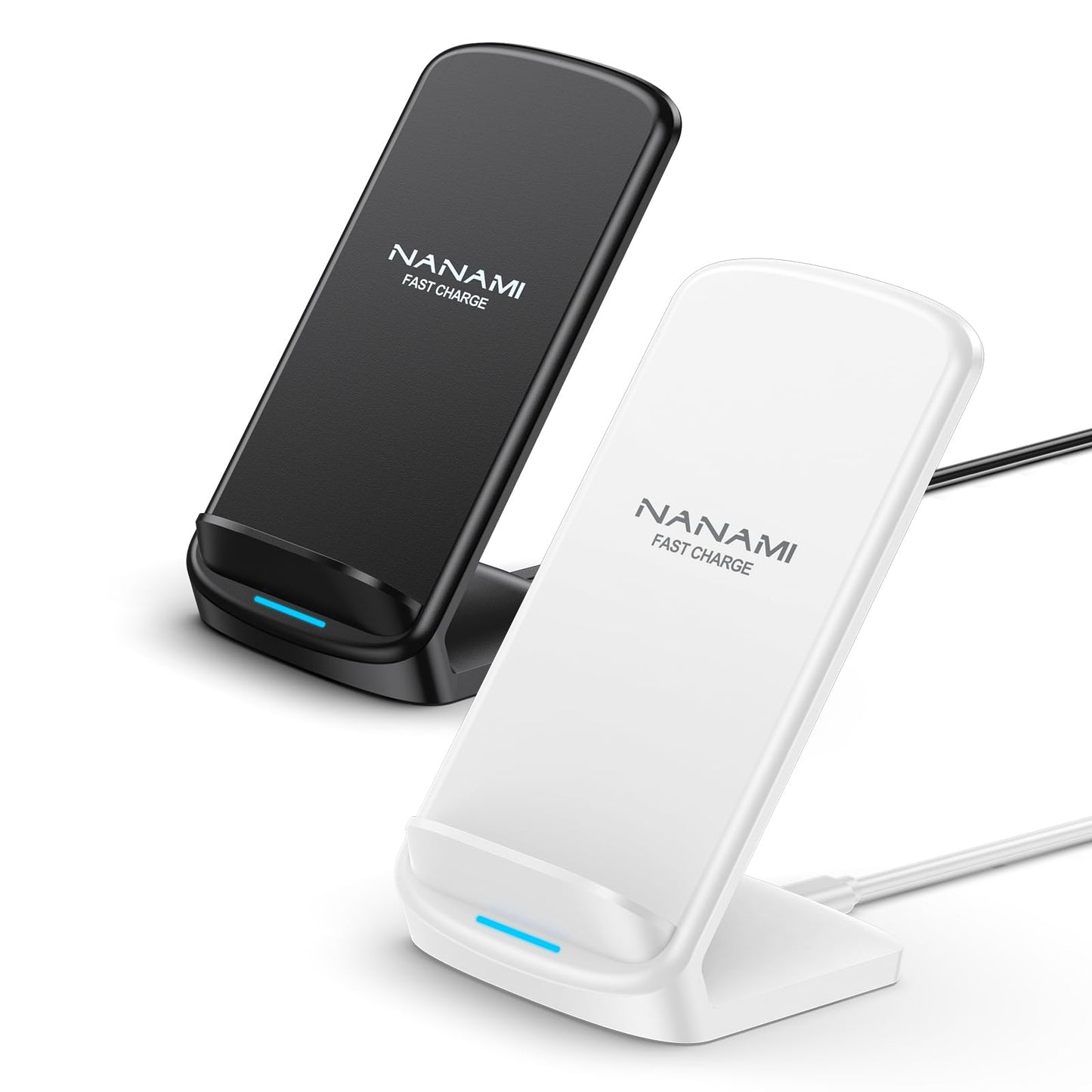 NANAMI Upgraded Fast Wireless Charger, Qi-Certified Wireless Charging Stand Compatible with Samsung Galaxy S25/S24/S23/S22/S21/S20 & Qi Phone Charger for iPhone 17/17 Air/16/16 Plus/16 Pro/15/14/13