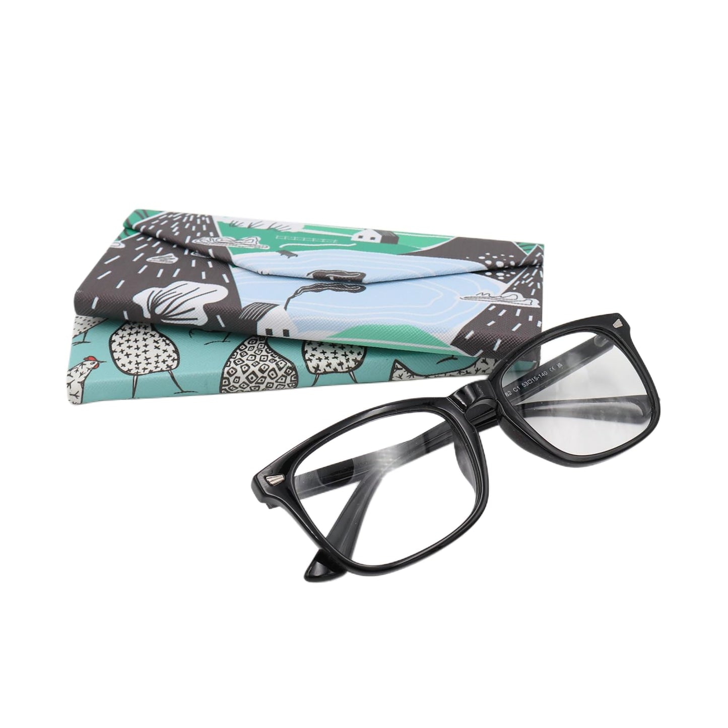 Real Sic Glasses Case for Men and Women - Magnetic Folding Hard Shell Sunglass Holder - Vegan Leather Eyeglass Protector, Variety of Styles Inspired by Adorable Animals - (Chickens & Farmhouse)