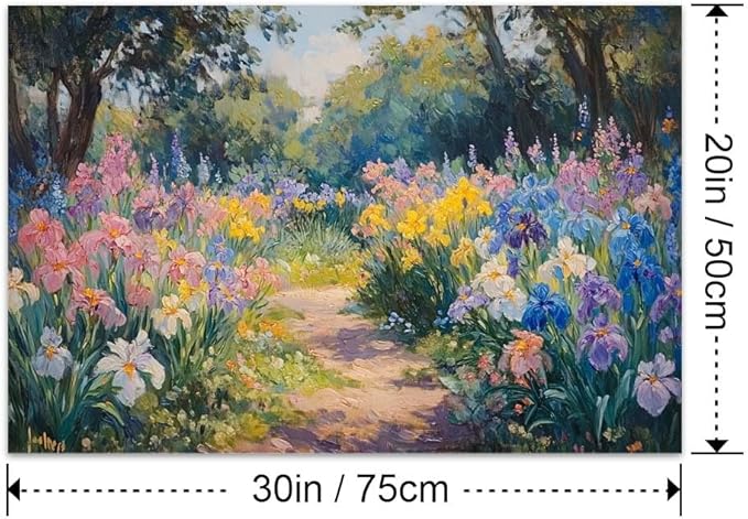 Yesad Colourful Iris Pictures, Wildflower Prints Floral Wall Art Flower Poster Botanical Neutral Art Farmhouse Wall Décor for Living Room Bedroom Kitchen Vintage Wall Art (Unframed,30”x20”,Iris)