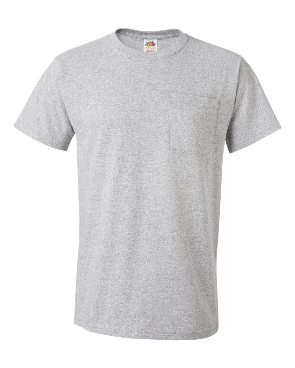 Fruit of the Loom Men's Pocket Crew Neck T-Shirt - XX-Large - Heather Gray (Pack of 4)