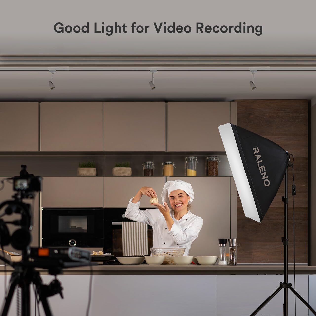RALENO Softbox Lighting Kit, 20X20-Inch Photography Lighting Kit with LED Bulbs(60W | 5500K | CRI>97 | 3m Cable) & 80'' Tall Light Stands, Soft Box for Recording/Portrait Photography | Model: PS70