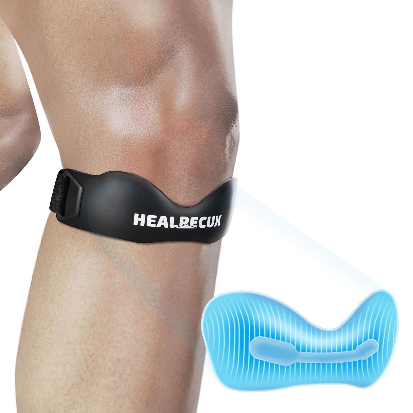 Healrecux Patella Band, Knee Strap Patella Tendon Support for Knee Pain & Tendonitis, Patella Stabilizer Knee Brace for Running, Basketball, Jumpers Knee, Tennis, Volleyball & Squats - Inky 1 Pack
