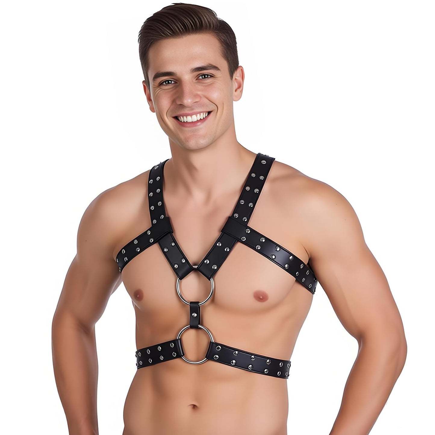 TARZNGGLOP Men's Harness Belt, Nightwear Costume PU Leather Body Chest for Men, Sexy Punk Body Harness Belt, Adjustable Buckle Clothes Outfits, Nightclub Cosplay Clubwear