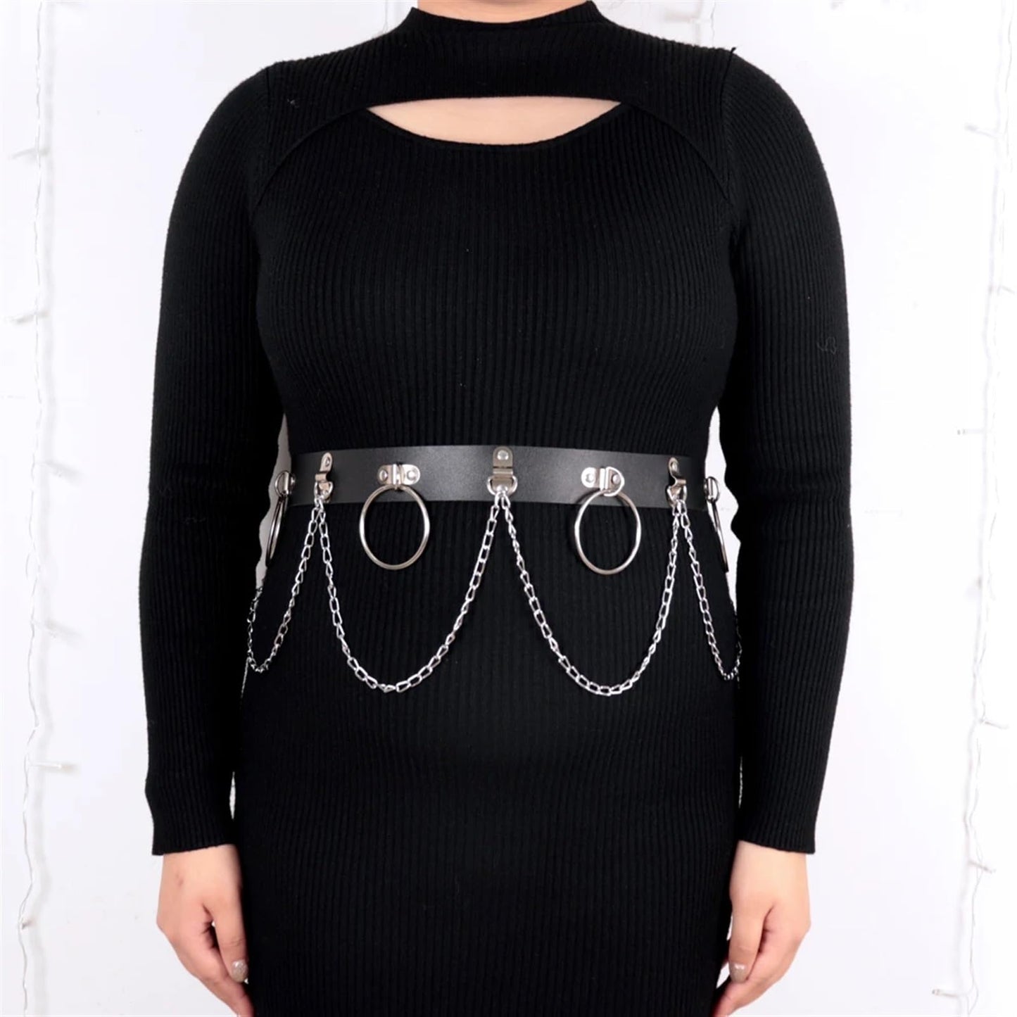 LYJZYXGS Plus Size Women Fashion Leather Harness Waist Belt Studded Decor Decorative Harness Straps Suspenders For Women Gothic Clothing, Adjustable, Stylea