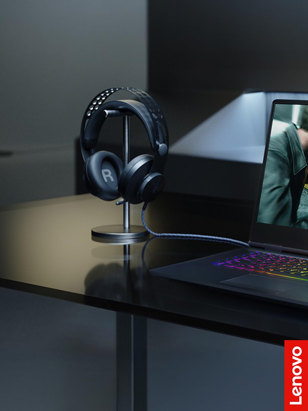 Lenovo Legion H500 PRO 7.1 Surround Sound Gaming Headset, Noise-Cancelling Mic, Memory Foam & PU Leather Earcups, Stainless Steel Headband, PC, PS4, Xbox One, Nintendo Switch, GXD0T69864, Black